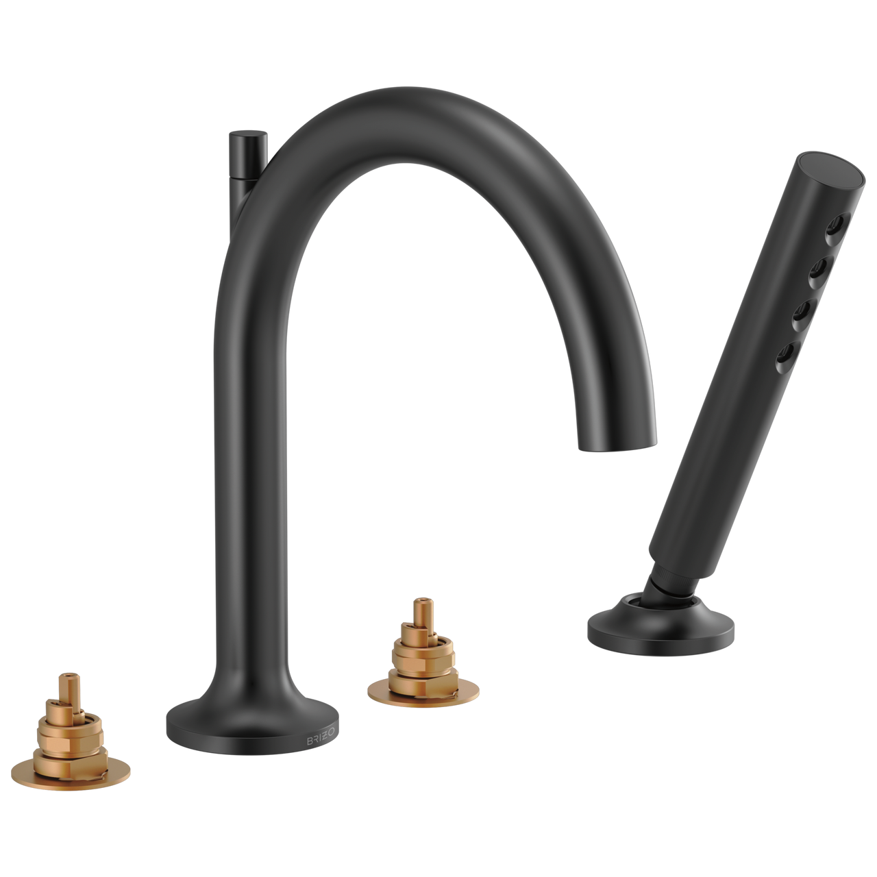 Brizo Odin Roman Tub Faucet with Handshower - Less Handles in Matte Black Finish - T67475-BLLHP