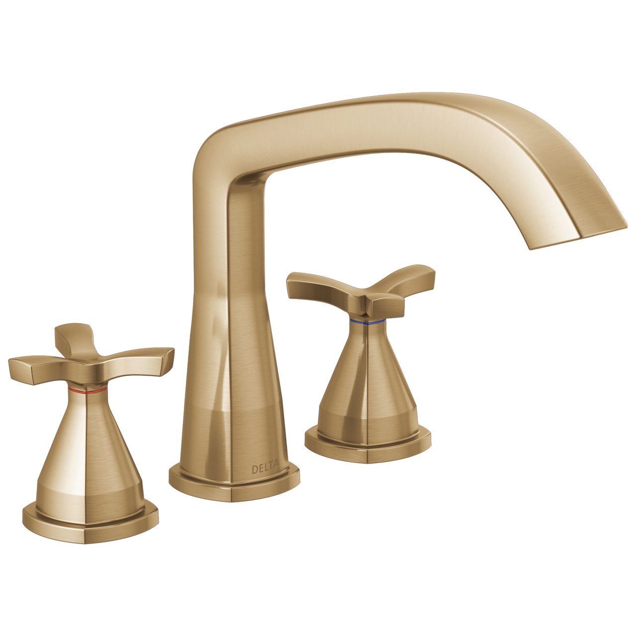 Delta Stryke Three Hole Roman Tub Trim with Cross Handles in Champagne Bronze Finish - T27766-CZ