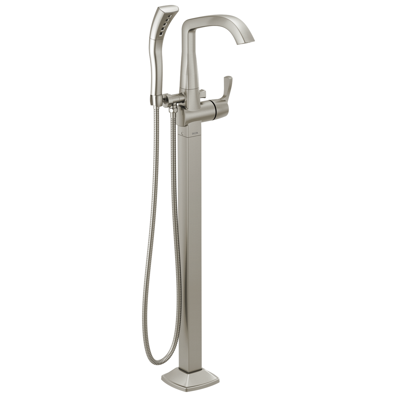 Delta Stryke Single Handle Floor Mount Tub Filler Trim with Lever Handles in Stainless Finish - T4776-SSFL