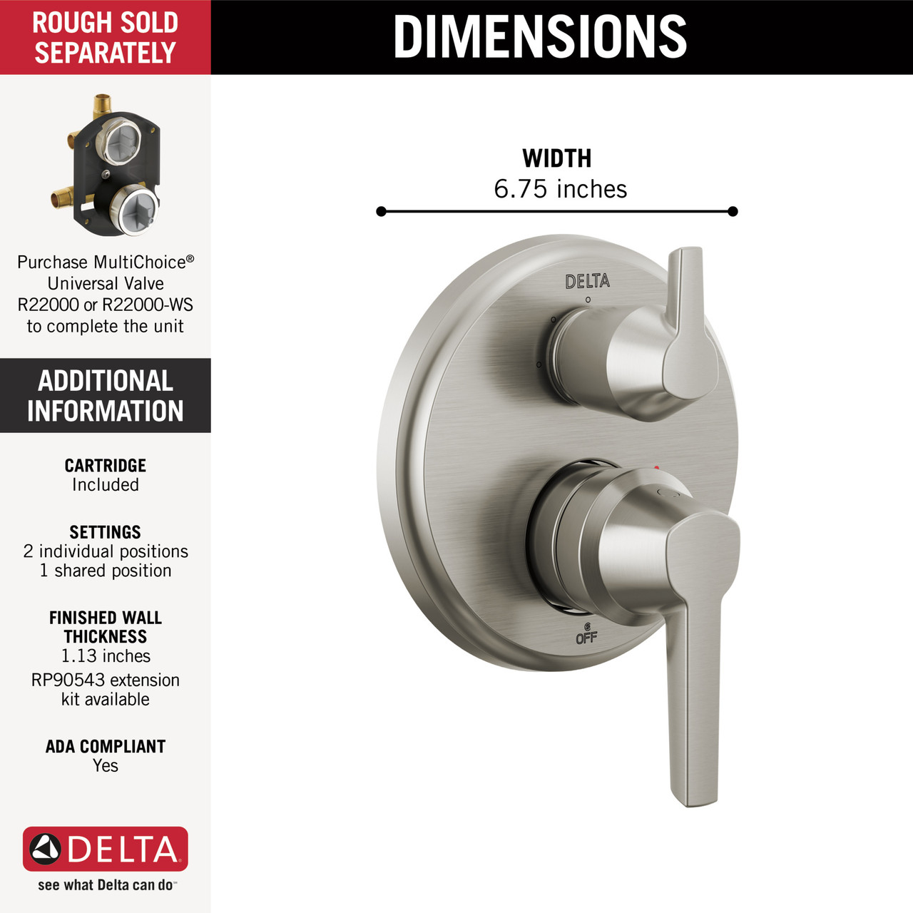 Delta Galeon 14S Integrated Diverter Trim - 3 Setting