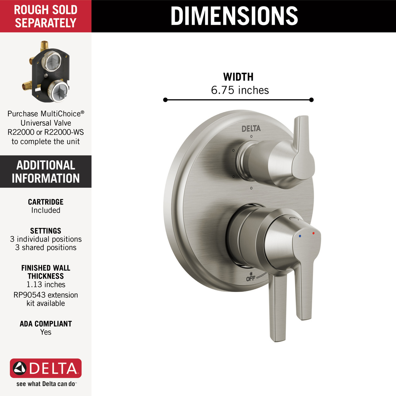 Delta Galeon 17 Series Integrated Diverter Trim - 6 Setting