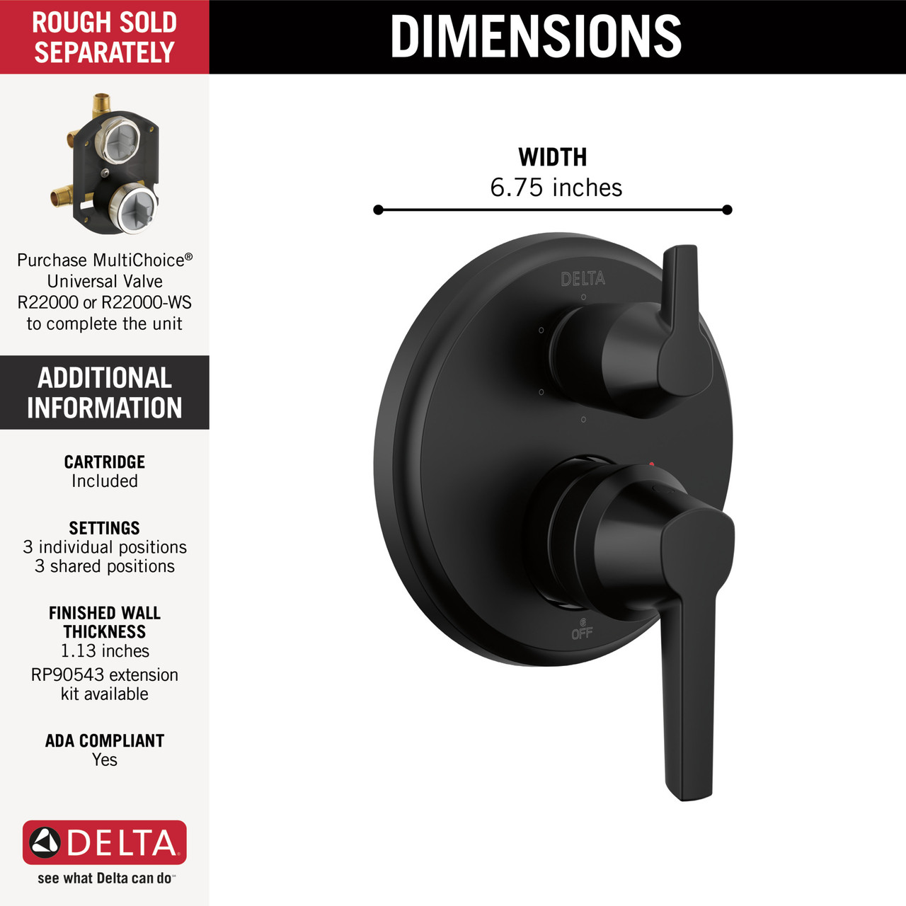 Delta Galeon 14S Integrated Diverter Trim - 6 Setting