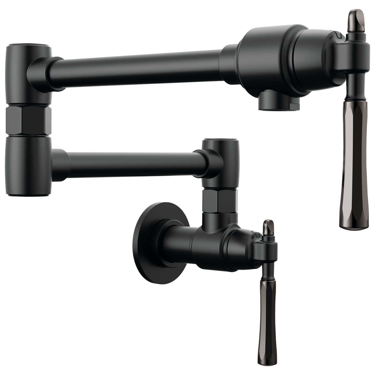 Brizo The Tulham Kitchen Wall Mount Pot Filler in Matte Black / Brilliance Black Onyx Finish - 62858LF-BLBNX
