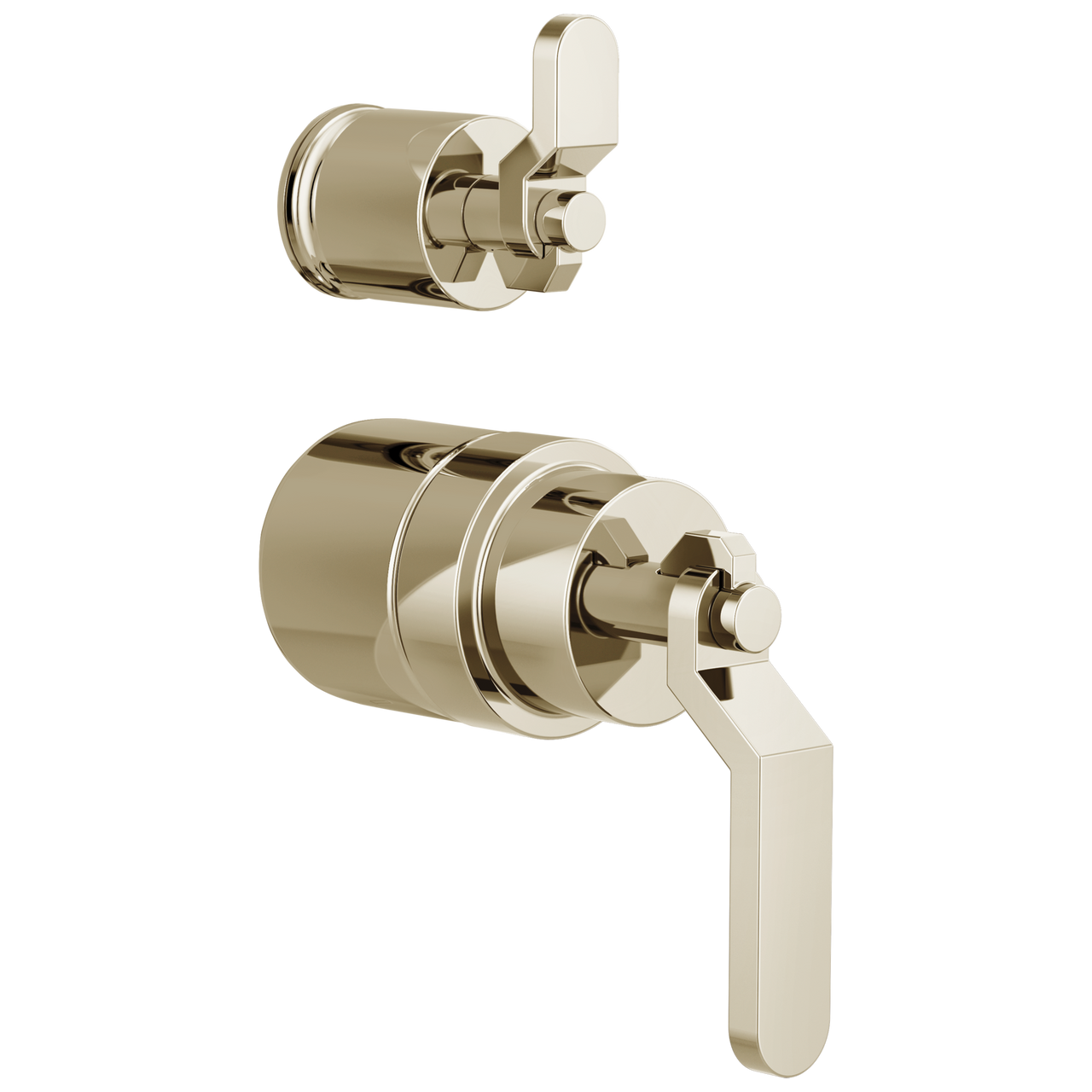 Brizo Litze Pressure Balance Valve with Integrated Diverter Trim Industrial Lever Handle Kit in Polished Nickel Finish - HL75P34-PN