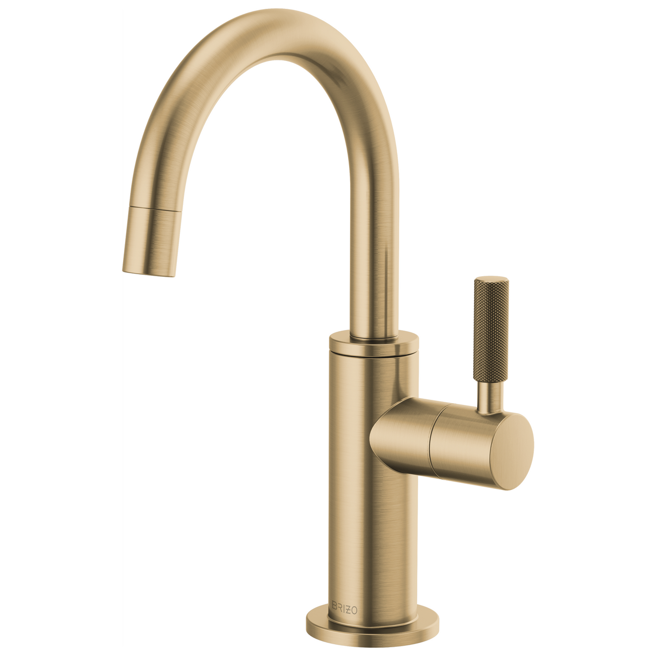 Brizo Litze Beverage Faucet with Arc Spout & Knurled Handle in Luxe Gold Finish - 61343LF-C-GL