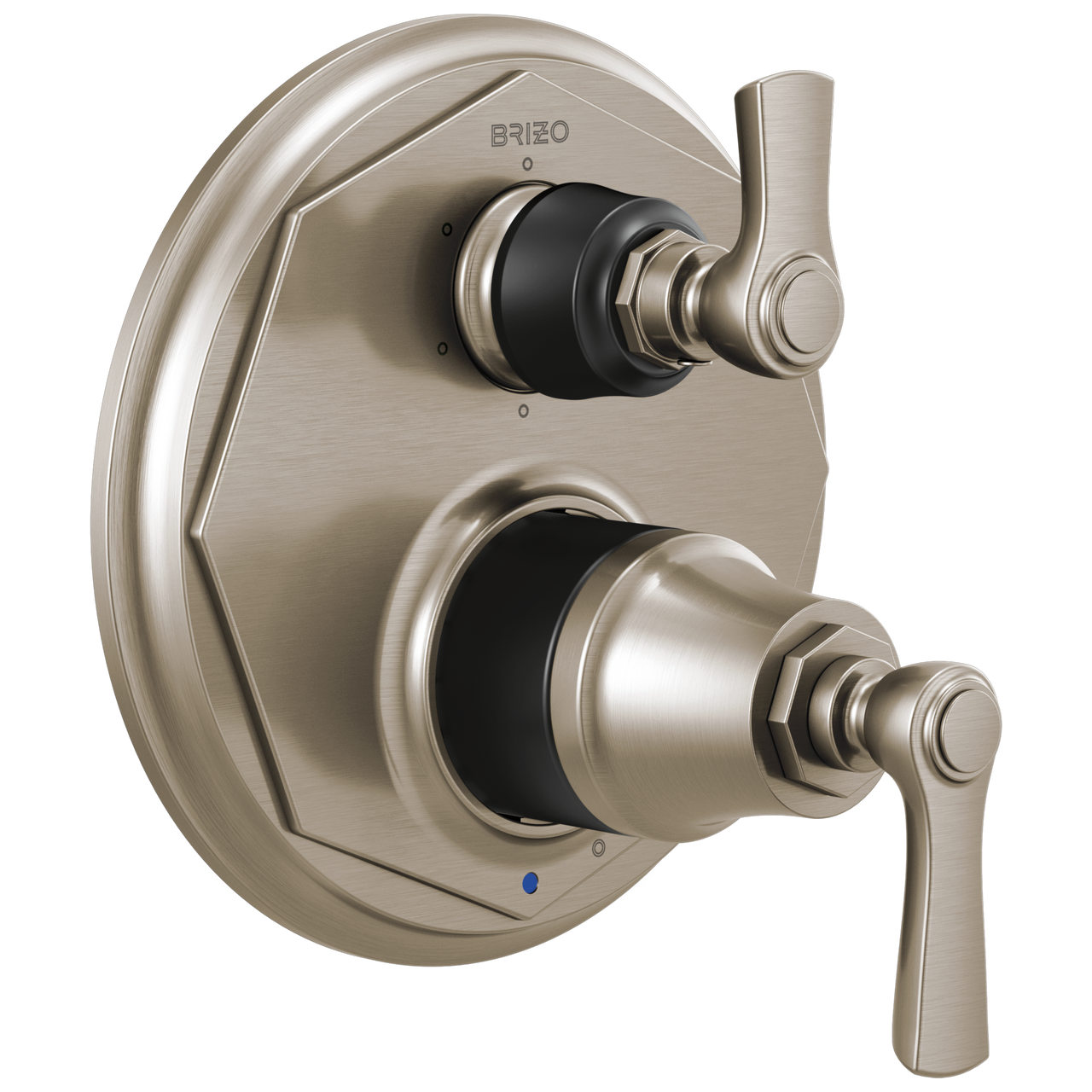 Brizo Rook Pressure Balance Valve with Integrated 6-Function Diverter Trim in Luxe Nickel  /Matte Black Finish - T75P660-NKBL