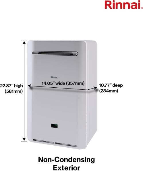Rinnai RE Series 9.8 GPM 199,000 BTU Outdoor Natural Gas Non-Condensing Tankless Water Heater - RE199EN