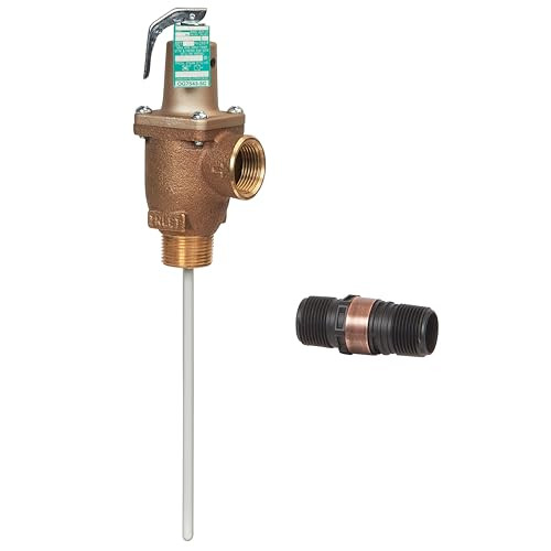 Watts 1" 40XL-4 Bronze Automatic Reseating Temperature and Pressure Relief Valve, 150 psi, 210 degree F, 4" Coated Thermostat, Discharge Line Flood Sensor Included - F163725