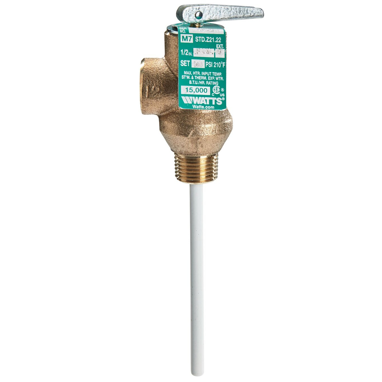 Watts 0121325 T&P Relief Valve 1/2 Inch Lead Free 150 PSI 210F 4 Inch