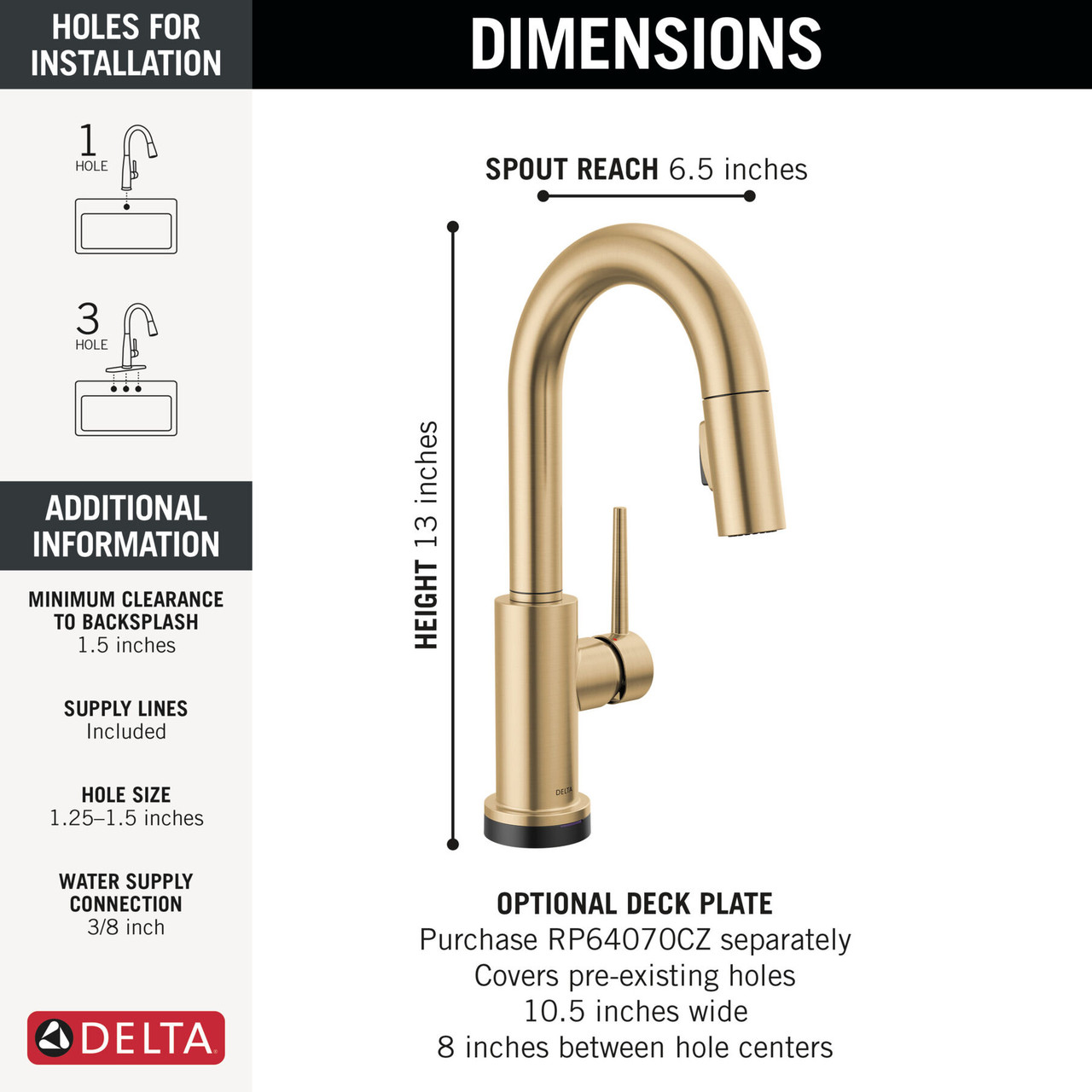 Delta Trinsic Touch2O Bar / Prep Faucet with Touchless Technology in Champagne Bronze - 9959TL-CZ-DST