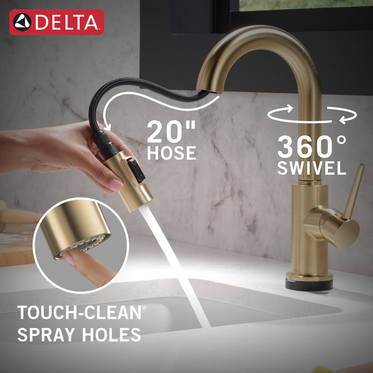 Delta Trinsic Touch2O Bar / Prep Faucet with Touchless Technology in Champagne Bronze - 9959TL-CZ-DST