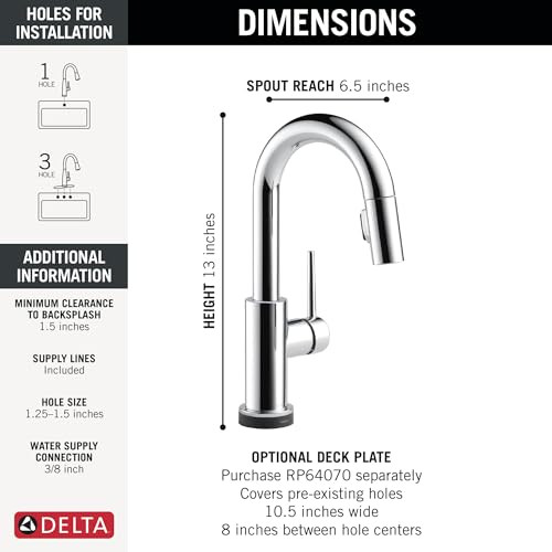 Delta Trinsic Touch2O Bar / Prep Faucet with Touchless Technology in Chrome - 9959TL-DST