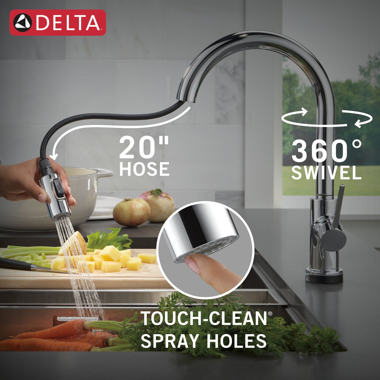 Delta Trinsic Touch2O Kitchen Faucet with Touchless Technology in Chrome - 9159TL-DST