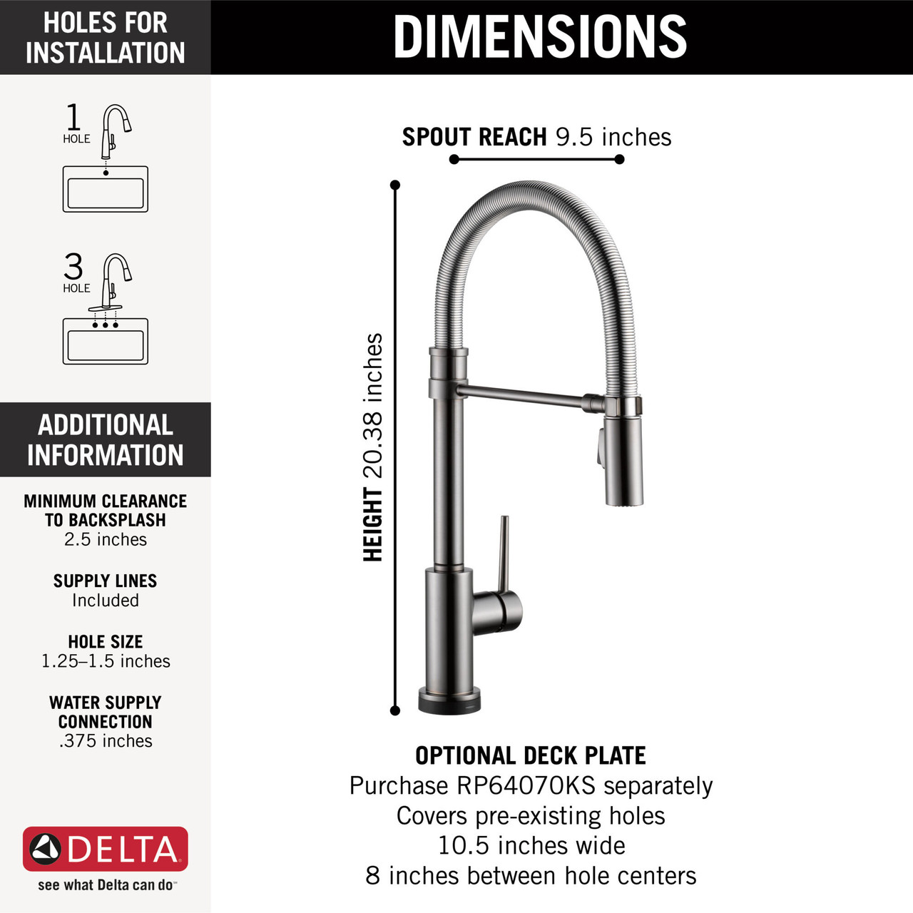 Delta Trinsic Touch2O Kitchen Faucet with Touchless Technology in Black Stainless - 9659TL-KS-DST