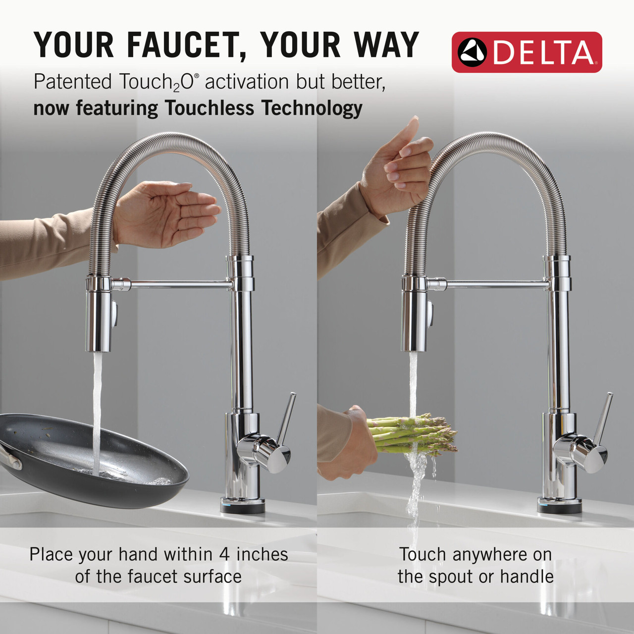 Delta Trinsic Touch2O Kitchen Faucet with Touchless Technology in Black Stainless - 9659TL-KS-DST