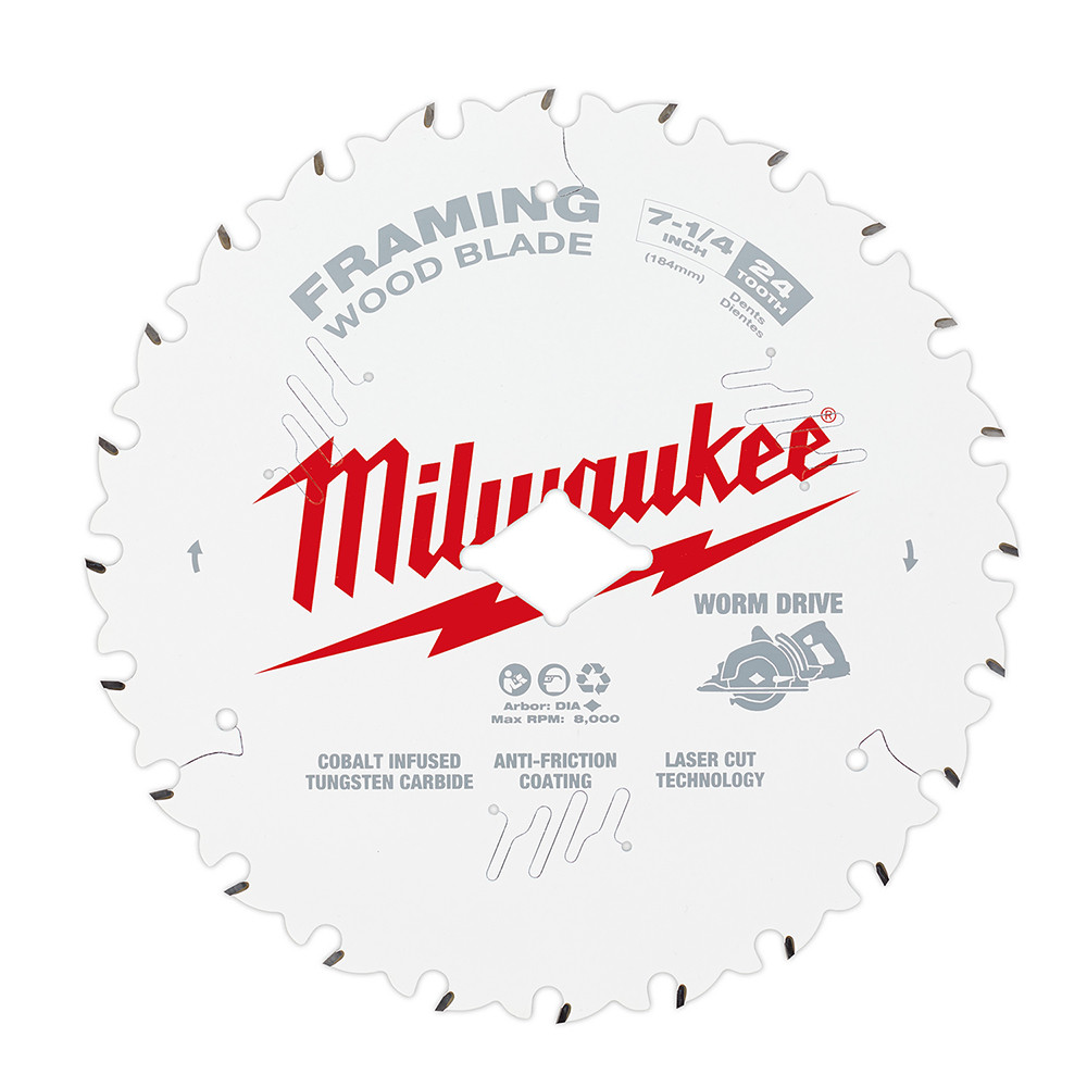 Milwaukee 48-41-0723 7-1/4 in. 24T Worm Drive Framing Circular Saw Blade - 2 Pk