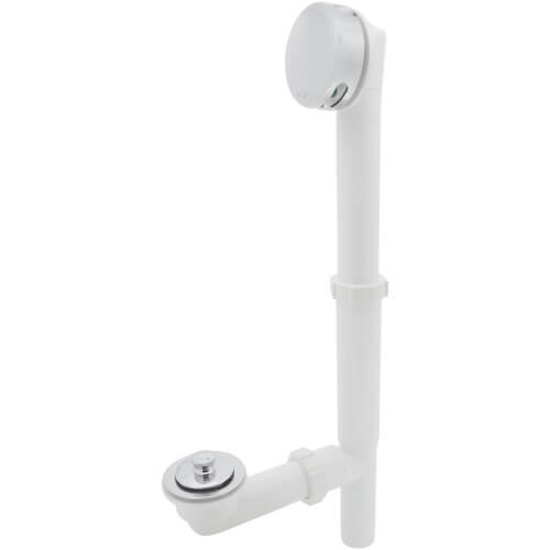 Watco Series 590 Lift & Turn Bath Waste Kit for Tubs up to 16" - PVC Plastic Waste, Overflow, and Stopper in Wrought Iron (Matte Black) - 590-LT-PVC-WI