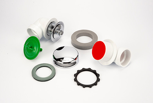 Watco Series 901 Innovator Lift & Turn Bath Waste Half Kit for Tubs up to 16" - Schedule 40 PVC Elbows, Overflow, and Stopper in White - 901-LT-PVC-WH