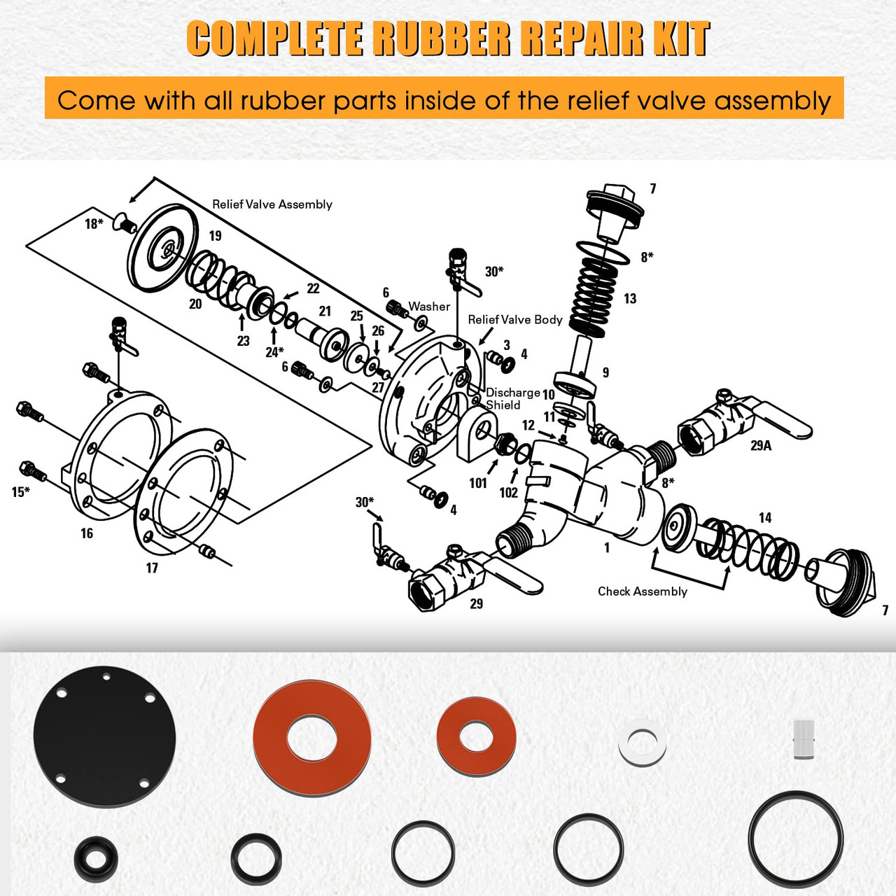 Watts 905111S Silicone Rubber Kit 3/4 to 1-1/4 Inch for 825Y-RTS