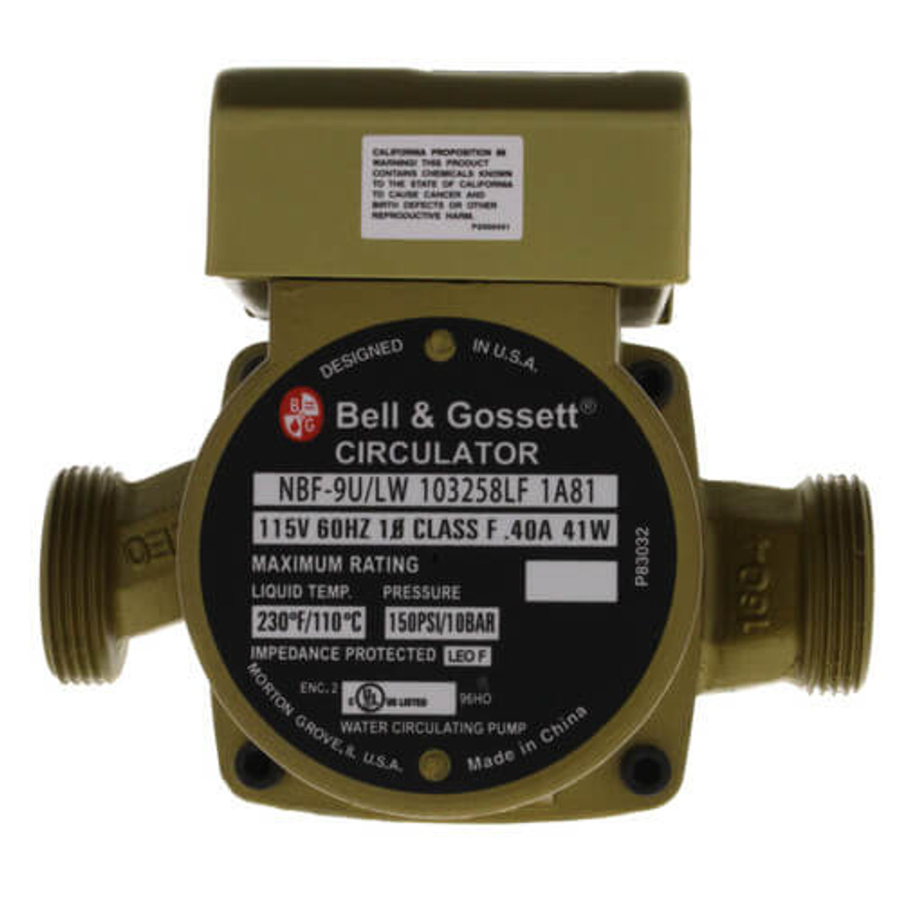 Bell & Gossett Series NBF NBF-9U/LW 1/40 HP 12 GPM Lead Free Bronze Body Wet Rotor Circulator Pump - 103258LF