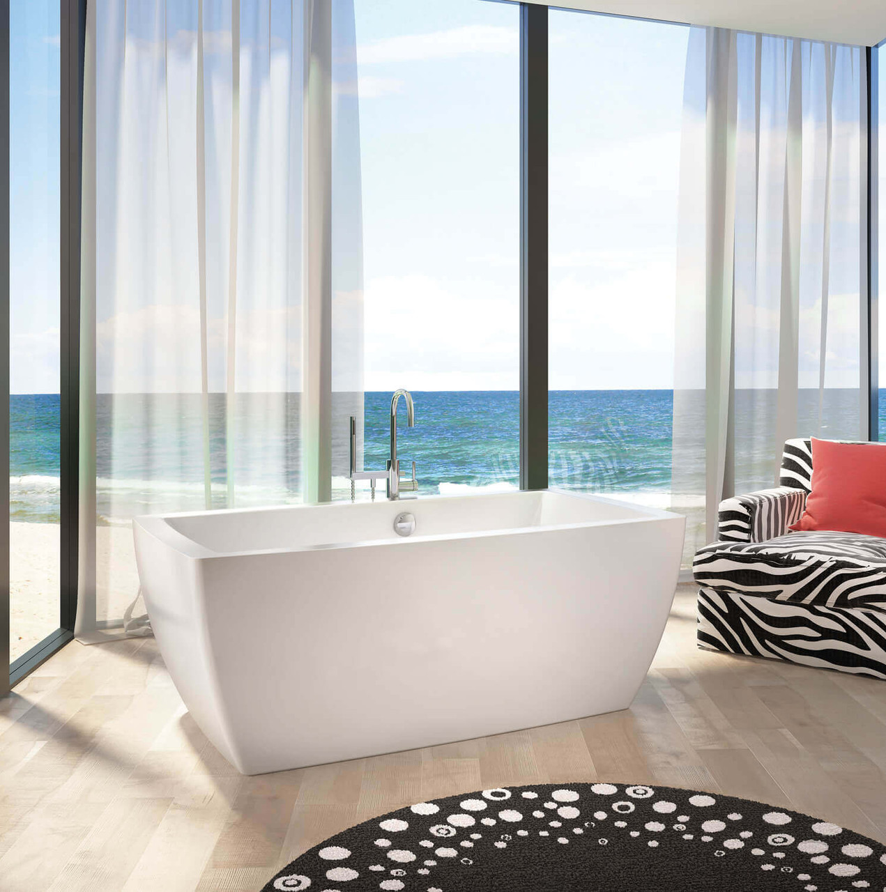 67 Gallon 59 Jet Thermomassuer Bathtub with 1-1/2" Standard Deck Raised Seat Heated Backrest Heated Headrest 2 Armrests and 2 Grab Bars in White - BESPRF00T-01