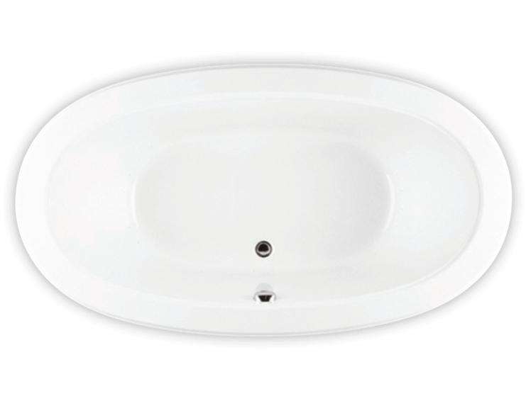 Bain Ultra Balneo Sanos 6636 Oval Freestanding 2-Person 48 Gallon 38 Jet Thermomassuer Bathtub with 2-1/2" Raised Deck Heated Backrest and Heated Headrest in Biscuit - BBSLOFP0T-02