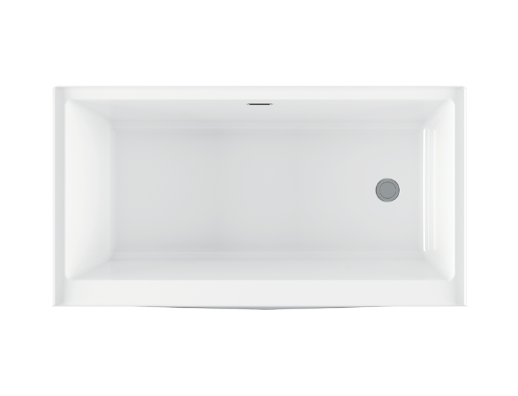 Bain Ultra Citti Trio 6032 Rectangular Alcove 1-Person 53 Gallon 44 Jet Thermomassuer Bathtub with Slim Deck and Left Waste in Biscuit - BCTDRA1LT-02