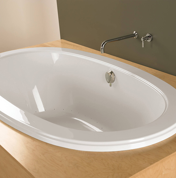 Bain Ultra Meridian 6636 Oval Drop In 2-Person 48 Gallon Soaker Bathtub with Flat Deck in White - BMELOUN0N-01