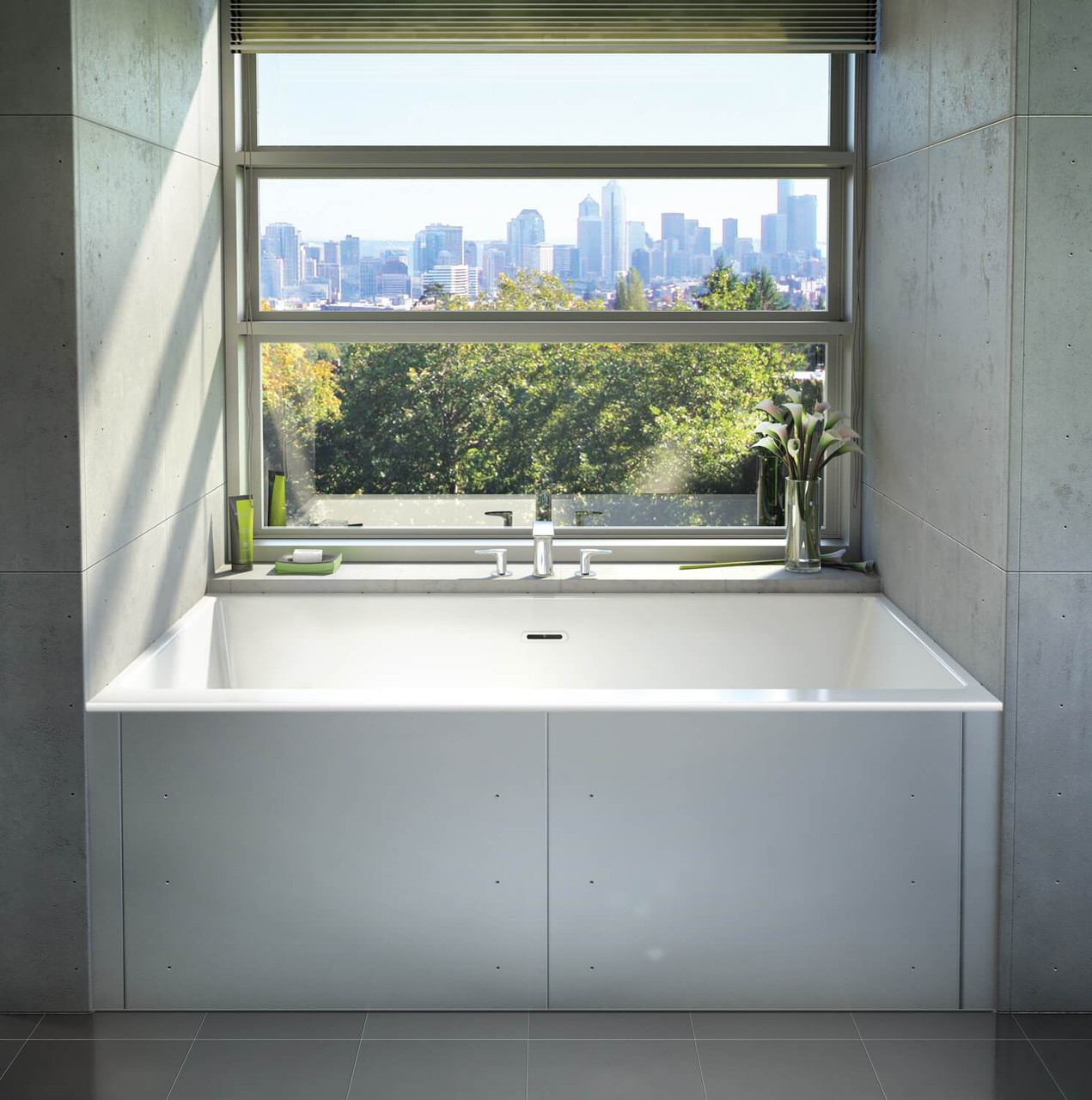 Bain Ultra Citti Trio 6032 Rectangular Alcove 1-Person 53 Gallon 44 Jet Thermomassuer Bathtub with Slim Deck and Right Waste in Biscuit - BC2DRA1RT-02 Bain Ultra Citti Trio 6032 Rectangular Alcove 1-Person 53 Gallon 44 Jet Thermomassuer Bathtub with Slim Deck and Right Waste in Biscuit - BC2DRA1RT-02