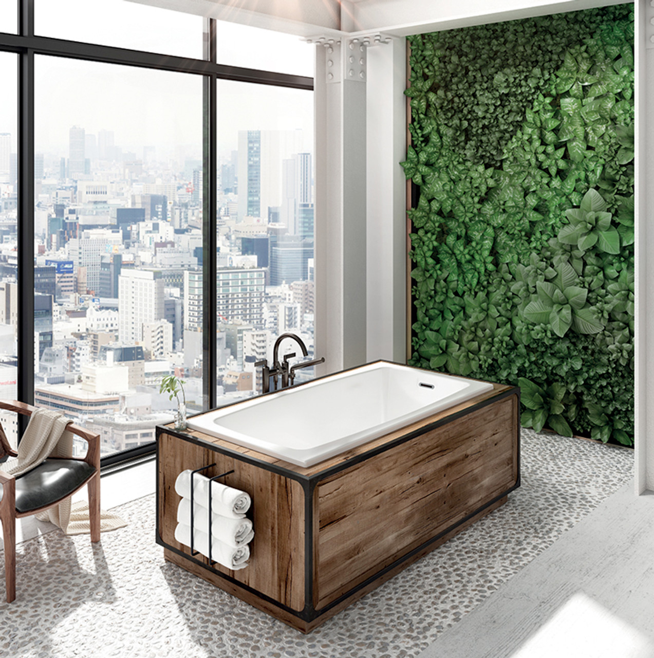 Bain Ultra Vibe 6030 Rectangular Drop In 1-Person 44 Gallon Soaker Bathtub with Slim Deck in Biscuit - BVIBRD10N-02