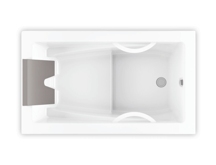 Bain Ultra Inua 6036 Rectangular Drop In 1-Person 54 Gallon 46 Jet Thermomassuer Bathtub with Slim Deck Raised Seat Heated Backrest Heated Headrest 2 Armrests and 2 Grab Bars in Biscuit - BINFRD10T-02