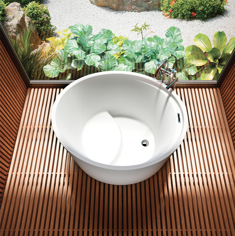 Bain Ultra Beone 4639 Oval Freestanding 1-Person 53 Gallon 40 Jet Thermomassuer Bathtub with 1-1/2" Standard Deck Raised Seat and Heated Backrest in White - BBODOF00T-01