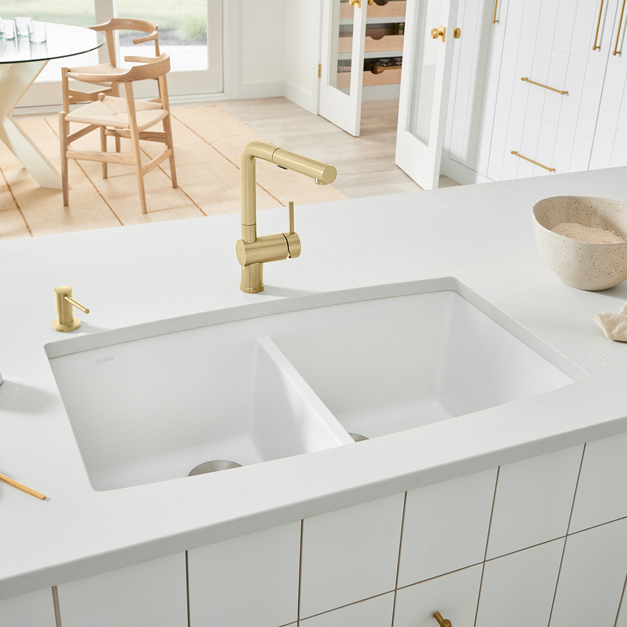 Blanco 440071 Performa Silgranit II Double Bowl - White Undermount Kitchen Sink