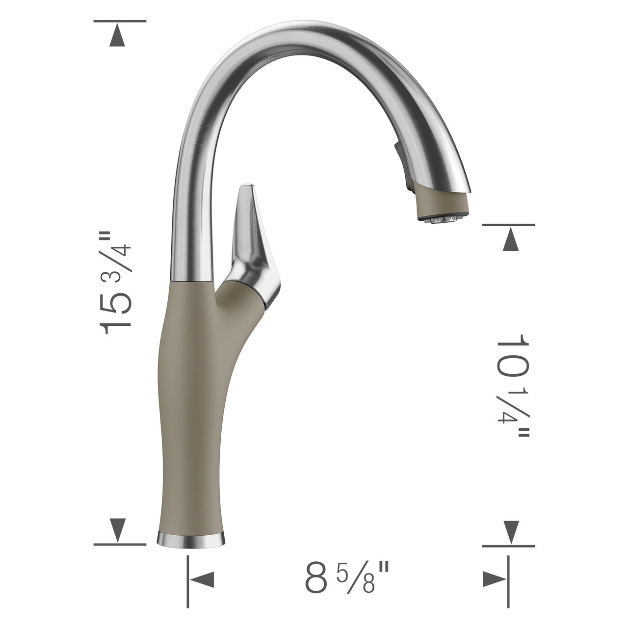 Blanco 442035 Artona Faucet with Pull-Down Spray 1.5gpm - Truffle/Stainless Dual Finish