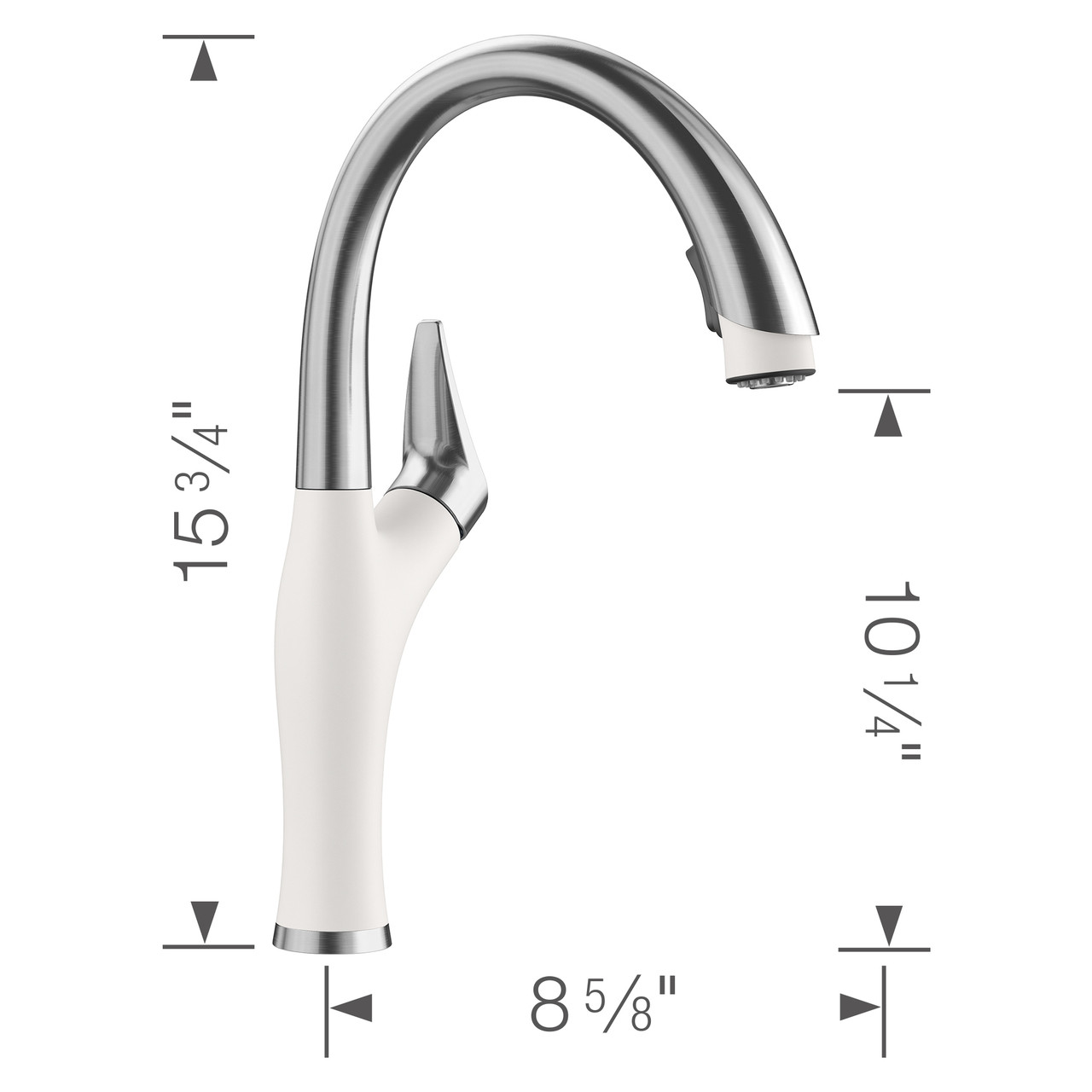Blanco 442036 Artona Faucet with Pull-Down Spray 1.5gpm - White/Stainless Dual Finish