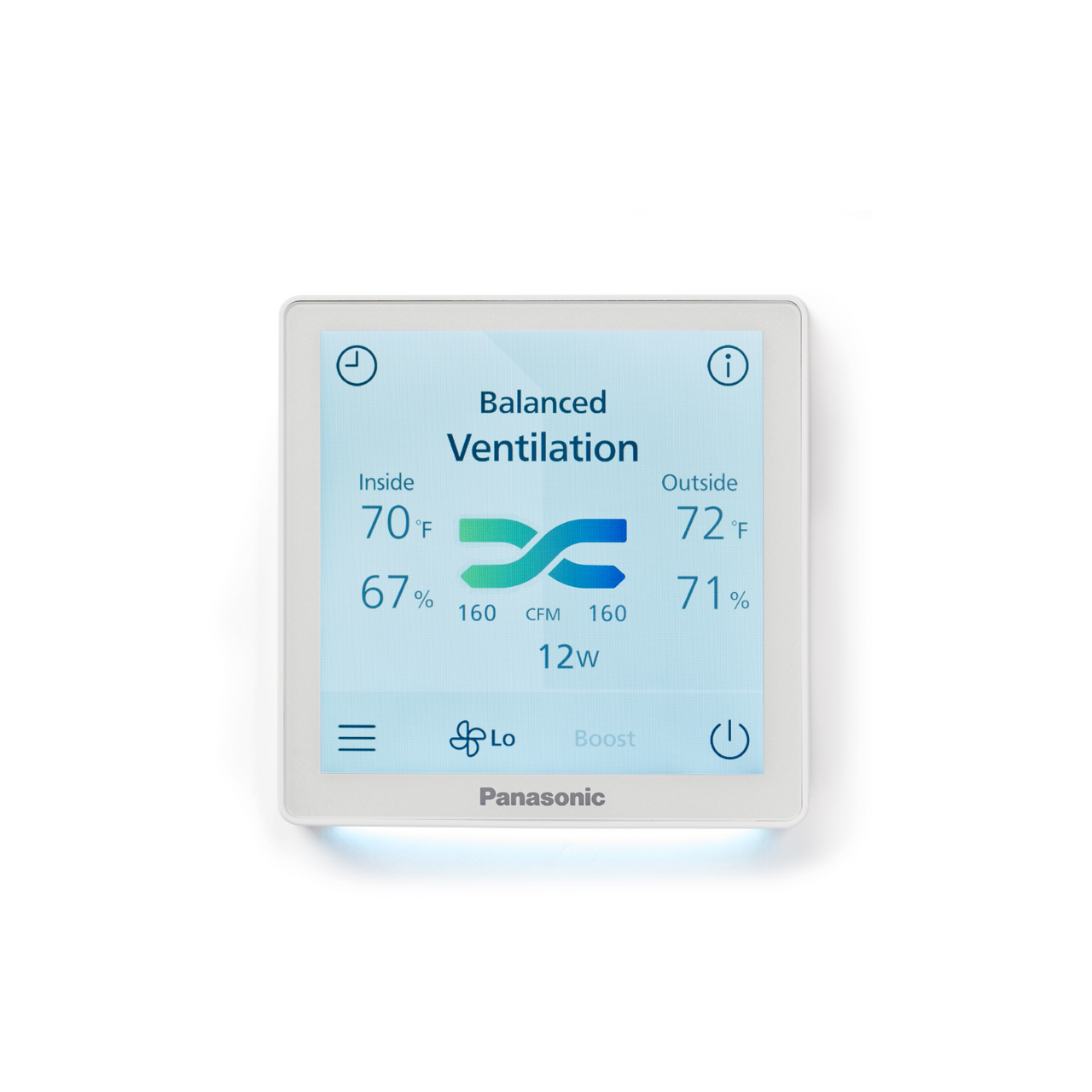 Panasonic BalancedHome 120 Elite Moderate Climate Energy Recovery Ventilator (ERV), 30-120 CFM, Occupant-Controlled Boost Function; MERV 8 Filter Included - FV-12VE1T