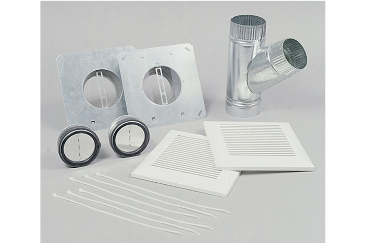 Panasonic Atmosphere Vortex In-line Fan 4" Double Pick-up Kit. Includes (2) ABS Inlet Grilles (2) Backdraft Dampers (12) Clamps (1) Y-Adapter (4" - 4" x 2) - PC-NLF04D