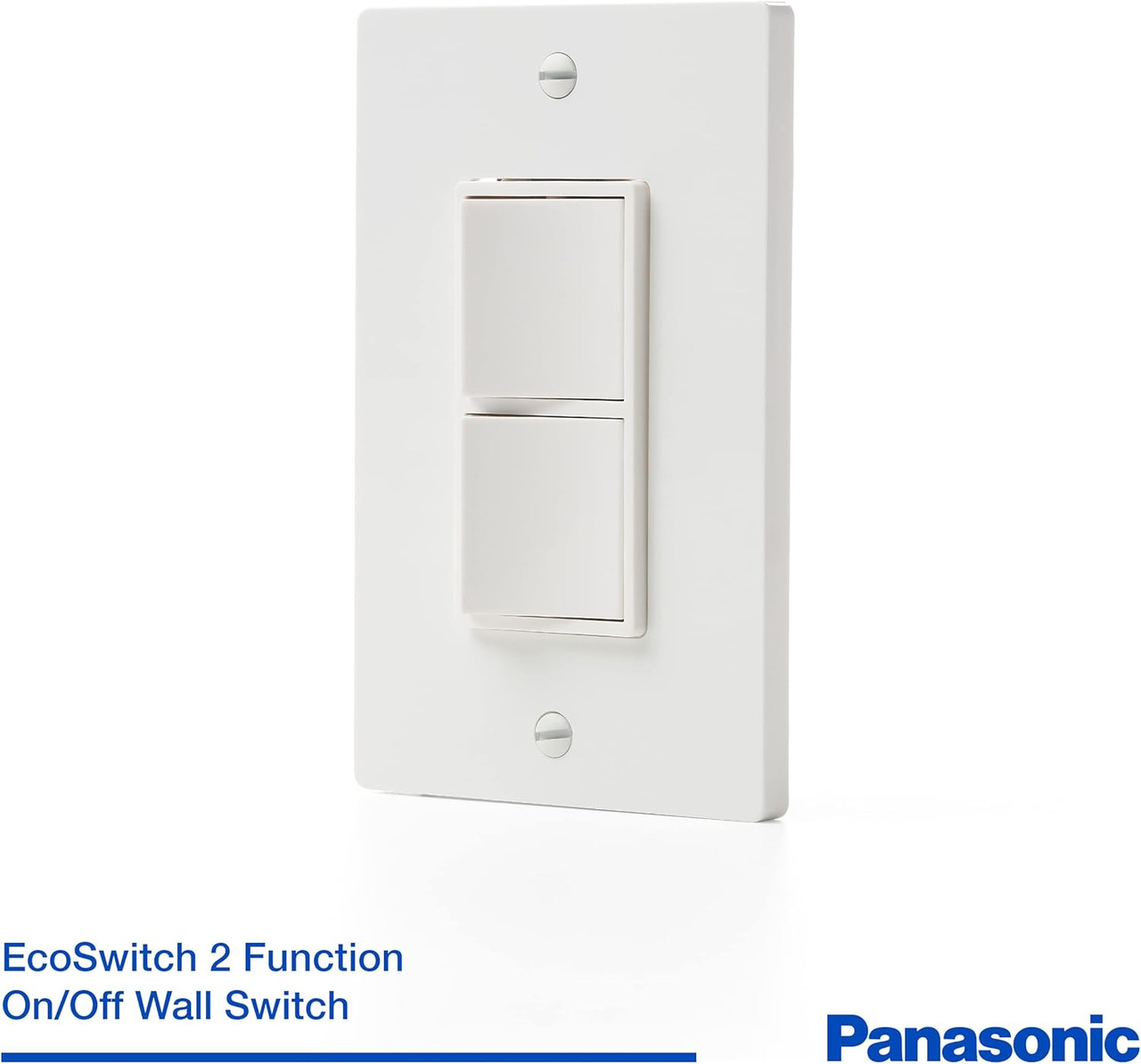 Panasonic EcoSwitch 2 Function On/Off Rocker Switch For Fan/Light. Wall Plate Included in White - FV-WCSW21-W