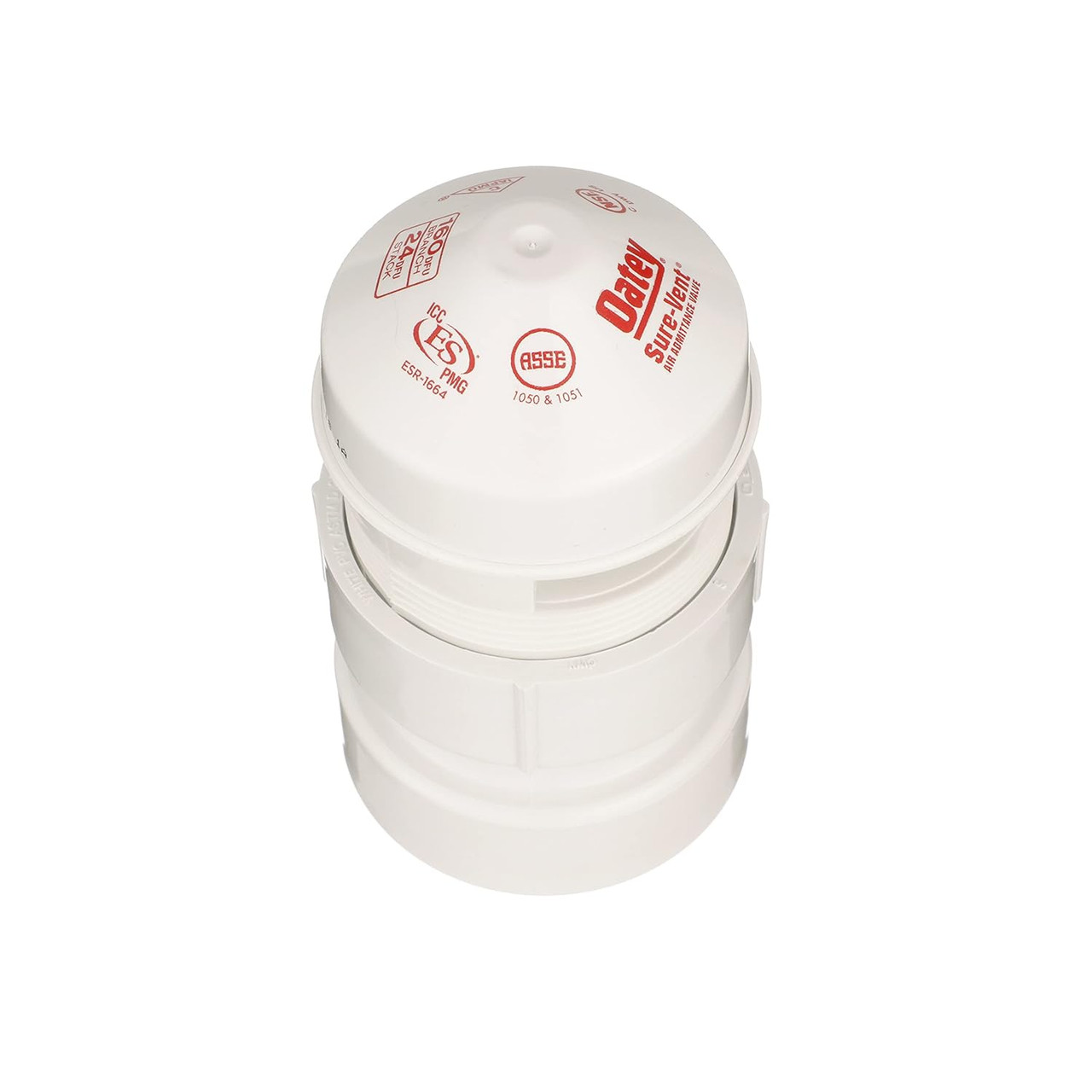 Oatey 39017 Sure Vent Air Admittance Valve 24 Stack DFU Capacity with 1.5 to 2-Inch PVC Schedule 40 Adapter - 10 Pack