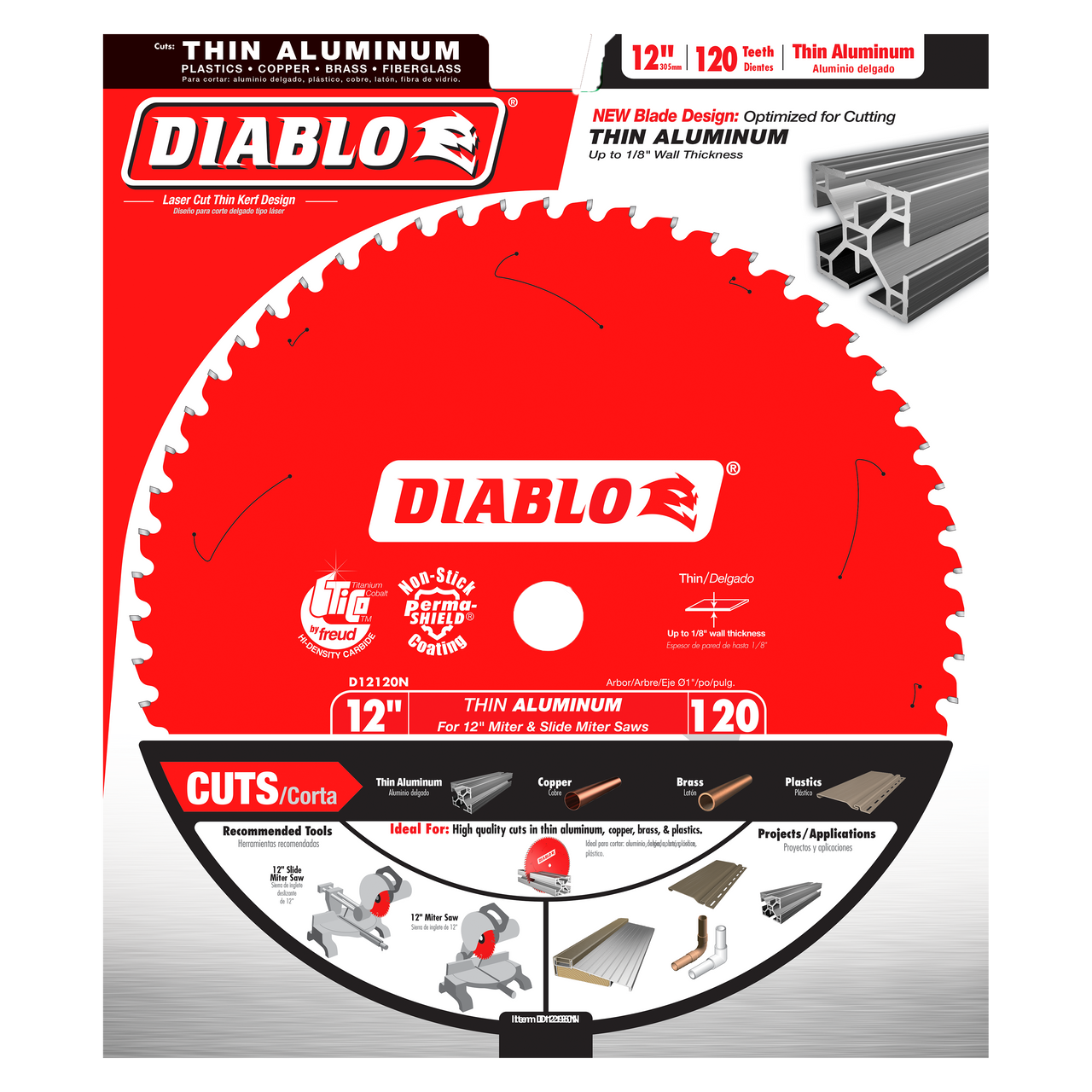 Diablo D12120N 12 in. x 120 Tooth Thin Aluminum Cutting Saw Blade - 10 Pack