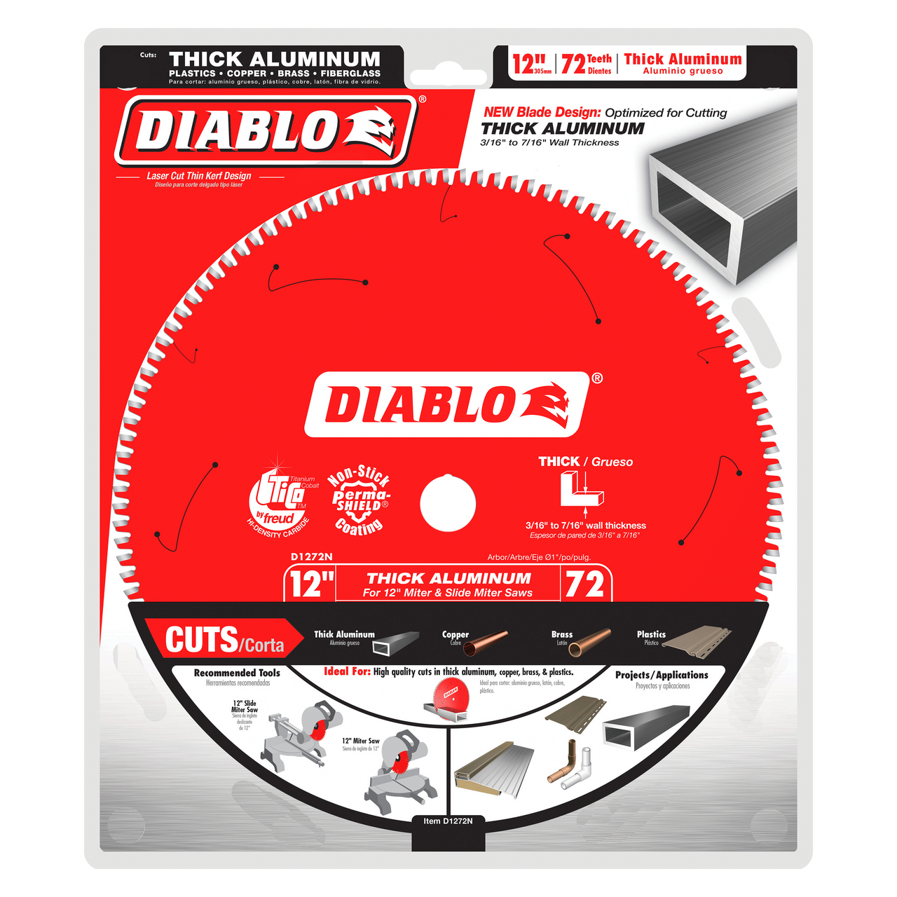 Diablo D1272N 12 in. x 72 Tooth Thick Aluminum Cutting Saw Blade - 10 Pack