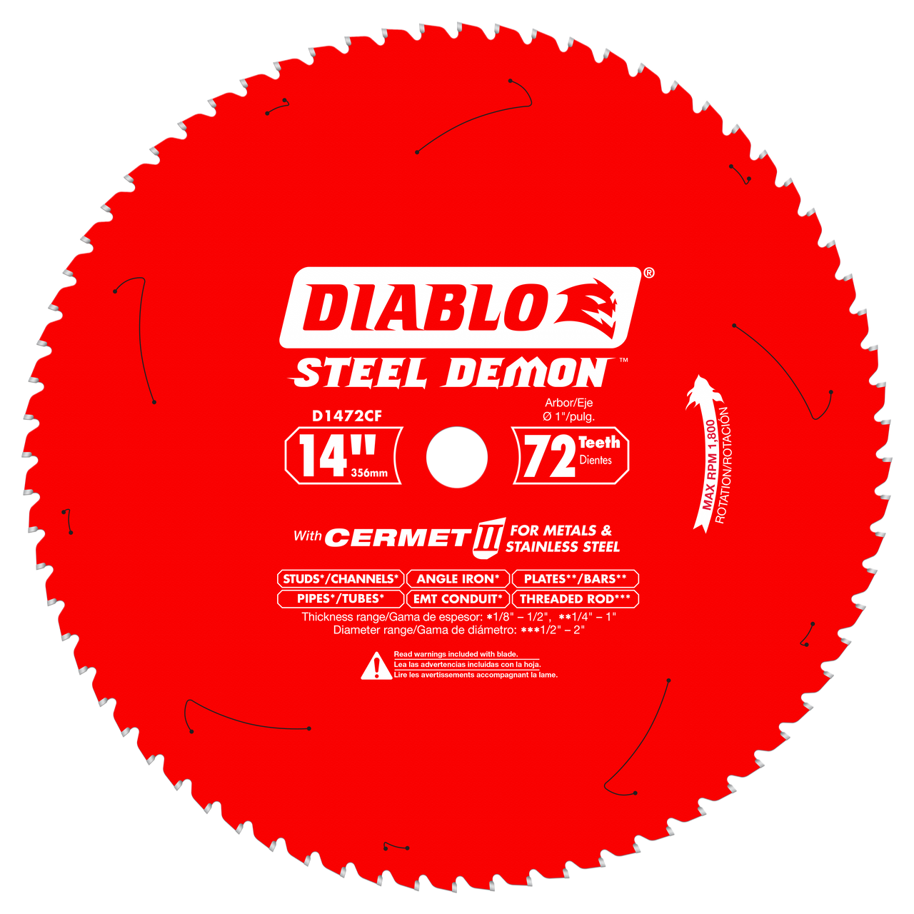 Diablo D1472CF 14 in. x 72 Tooth Steel Demon Cermet II Saw Blade for Metals and Stainless Steel - 5 Pack