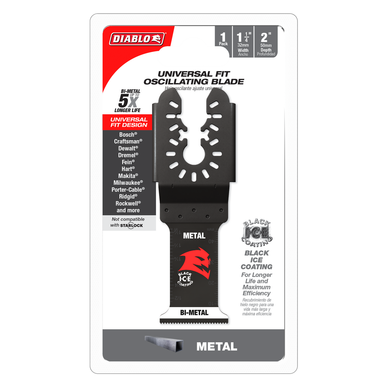 Diablo DOU125BF10 1-1/4 in. Universal Fit Bi-Metal Oscillating Blade for Metal - 10 Pack