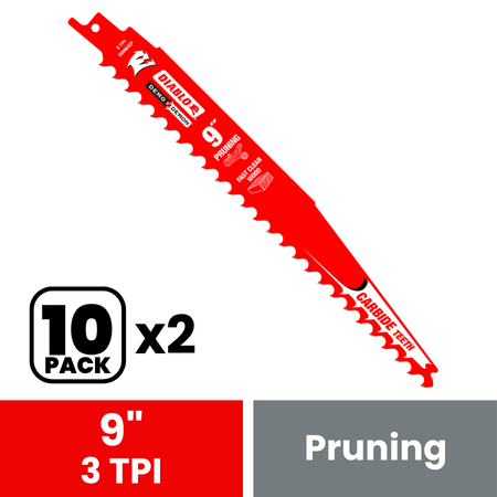Diablo DS0903CP10 9 in. Carbide Tipped Pruning and Clean Wood Blade (10-Pack) - 2 Pack
