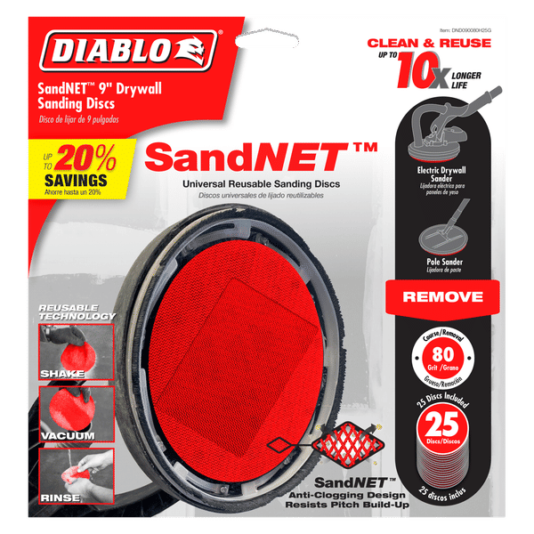 Diablo DND090080H25G 9 in. 80 Grit (Coarse) Drywall SandNET Discs- 2 Packs of 25 (50 Total)