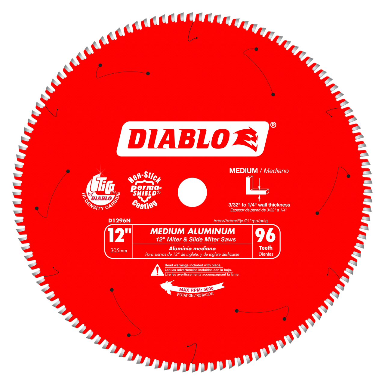 Diablo D1296N 12 in. X 96 Tooth Medium Aluminum Saw Blade - 5 Pack