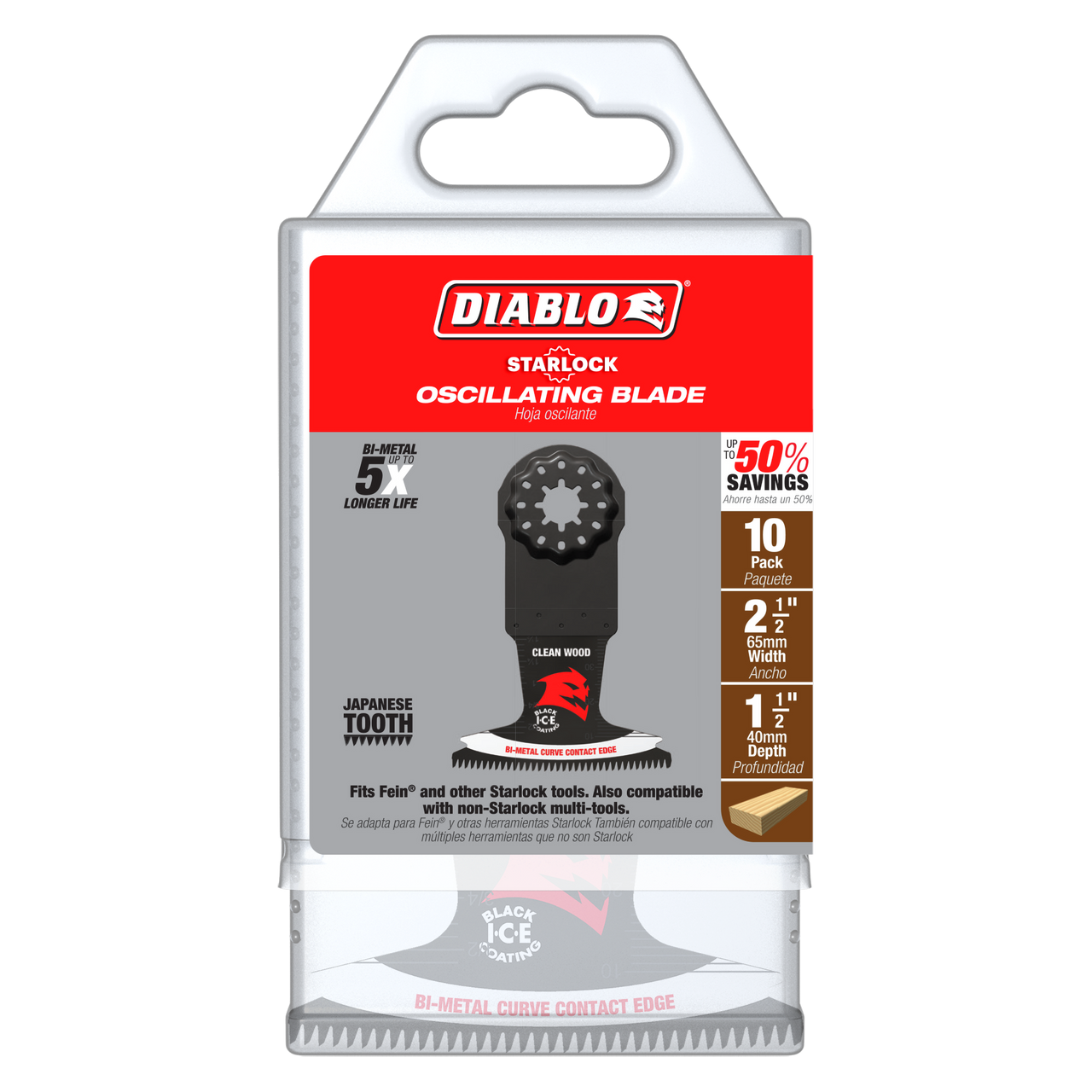 Diablo DOS250JBW10 2-1/2 in. Starlock Bi-Metal Oscillating Blade for Clean Wood (10-Pack) - 5 Pack