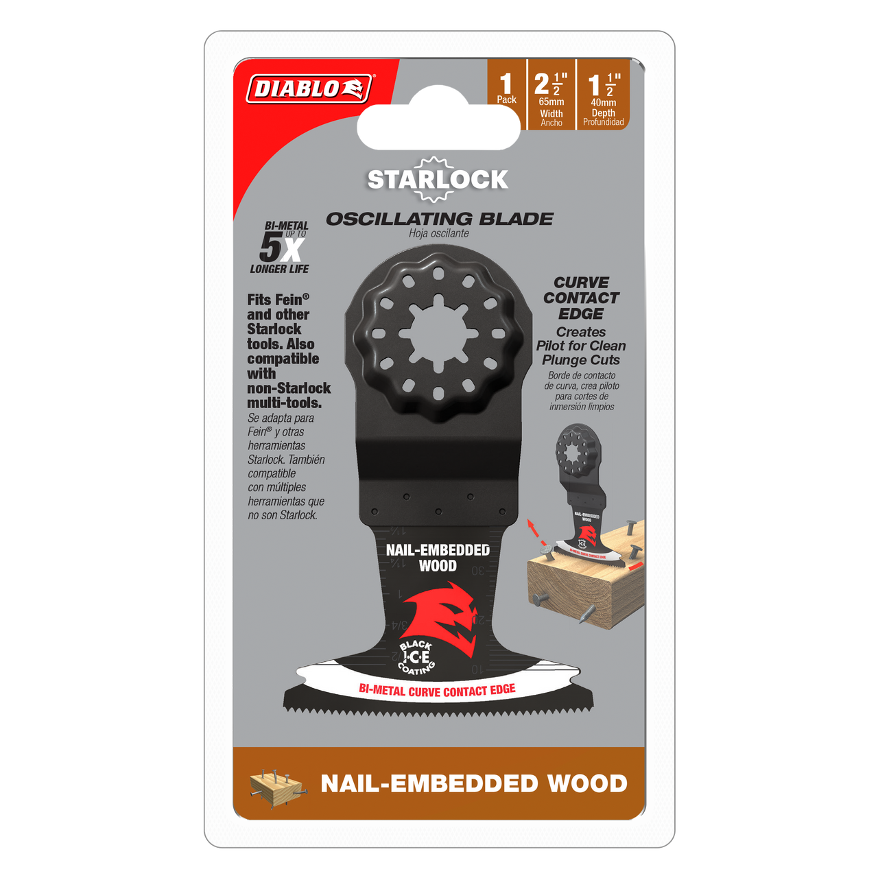 Diablo DOS250BW10 2-1/2 in. Starlock Bi-Metal Oscillating Blade for Nail-Embedded Wood - 10 Pack
