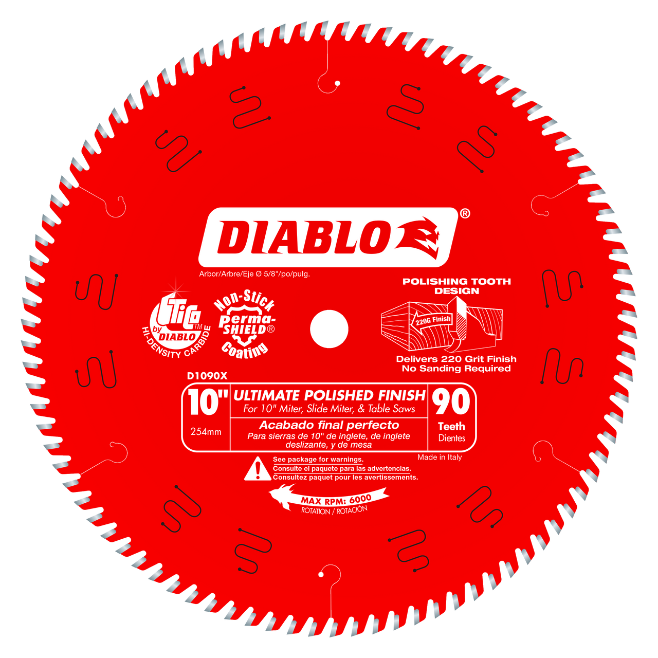 Diablo D1090X 10 in. x 90 Tooth Ultimate Polished Finish Saw Blade - 10 Pack