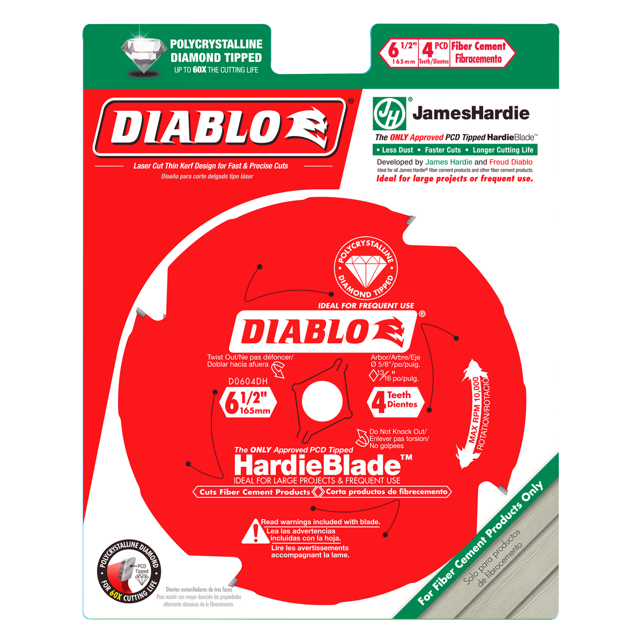 Diablo D0604DHA 6-1/2 in. x 4 Tooth (PCD) Fiber Cement HardieBlade - 10 Pack